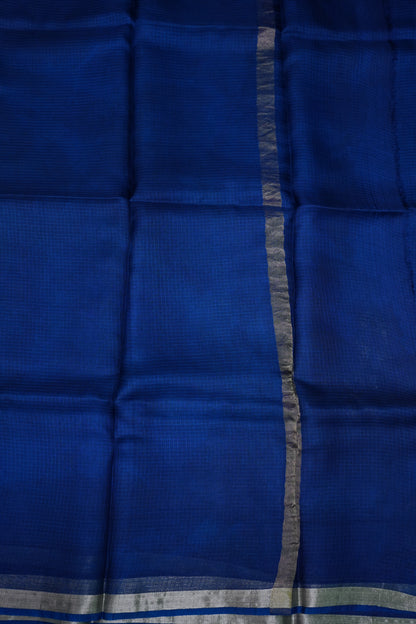 Silk Kota Saree with Silver Zari Border – Royal Blue