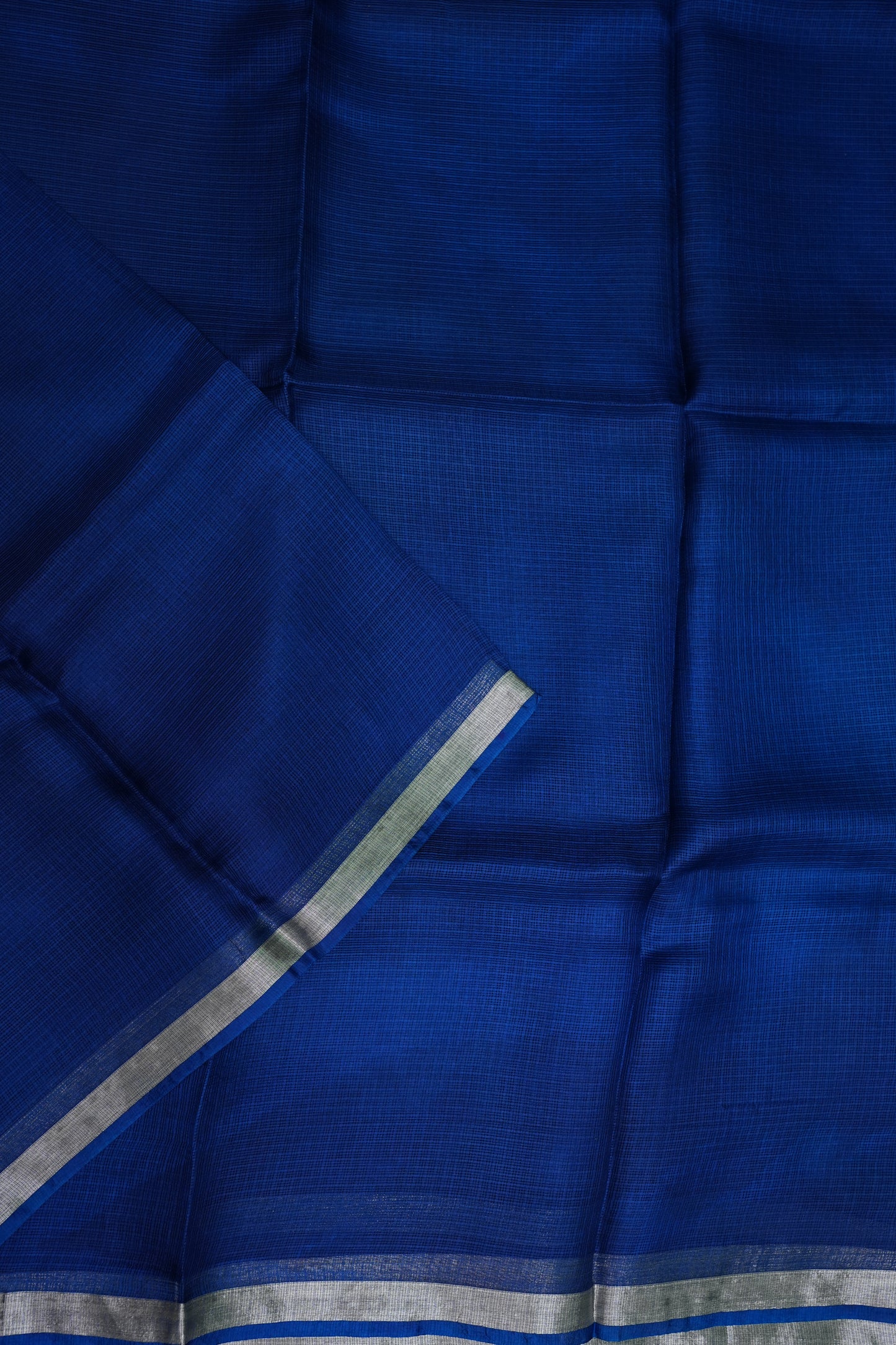Silk Kota Saree with Silver Zari Border – Royal Blue