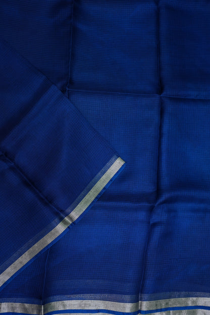 Silk Kota Saree with Silver Zari Border – Royal Blue