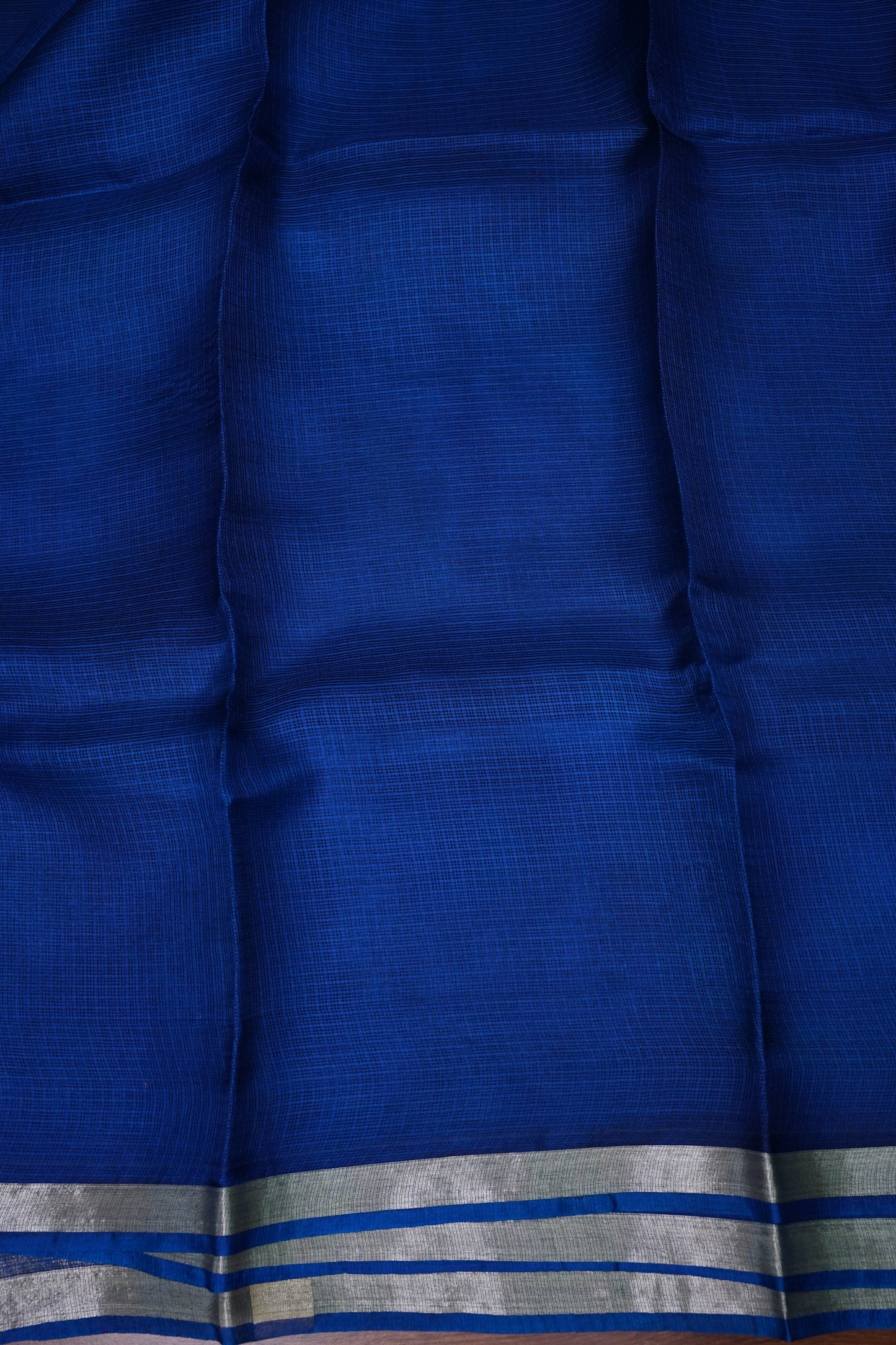 Silk Kota Saree with Silver Zari Border – Royal Blue