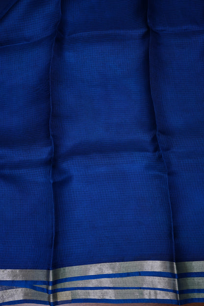 Silk Kota Saree with Silver Zari Border – Royal Blue