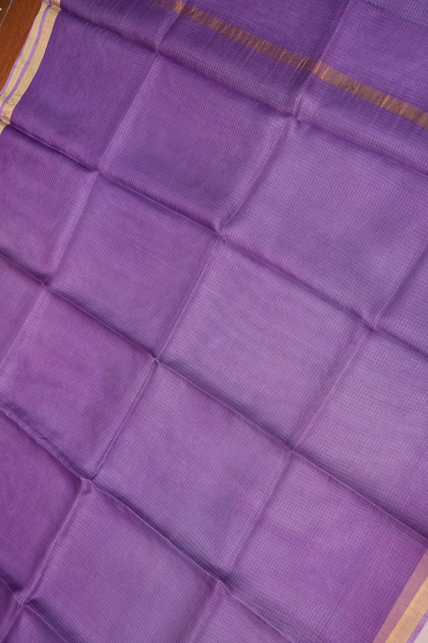 Silk Kota Saree with Gold Zari Border – Lavender Purple