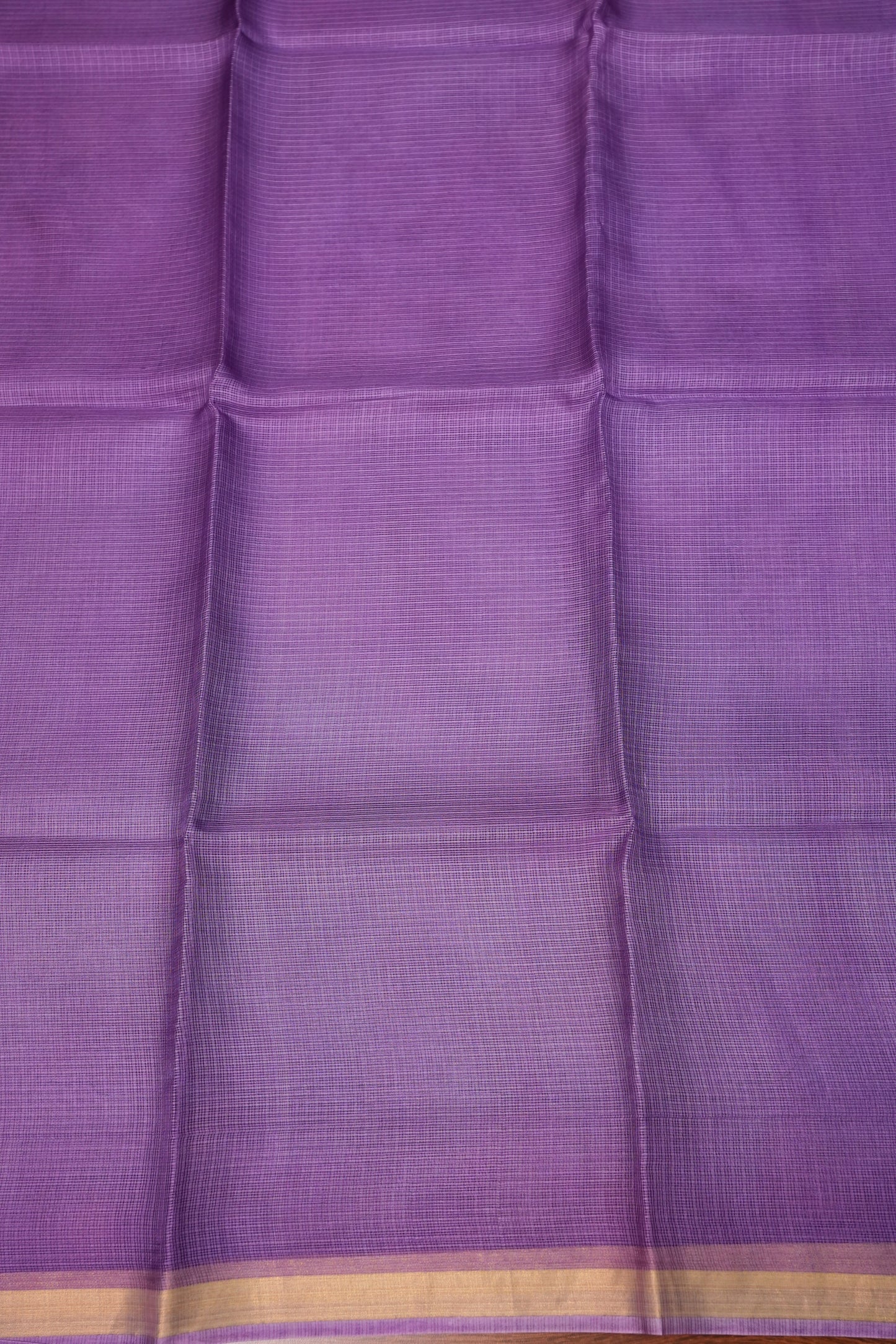 Silk Kota Saree with Gold Zari Border – Lavender Purple