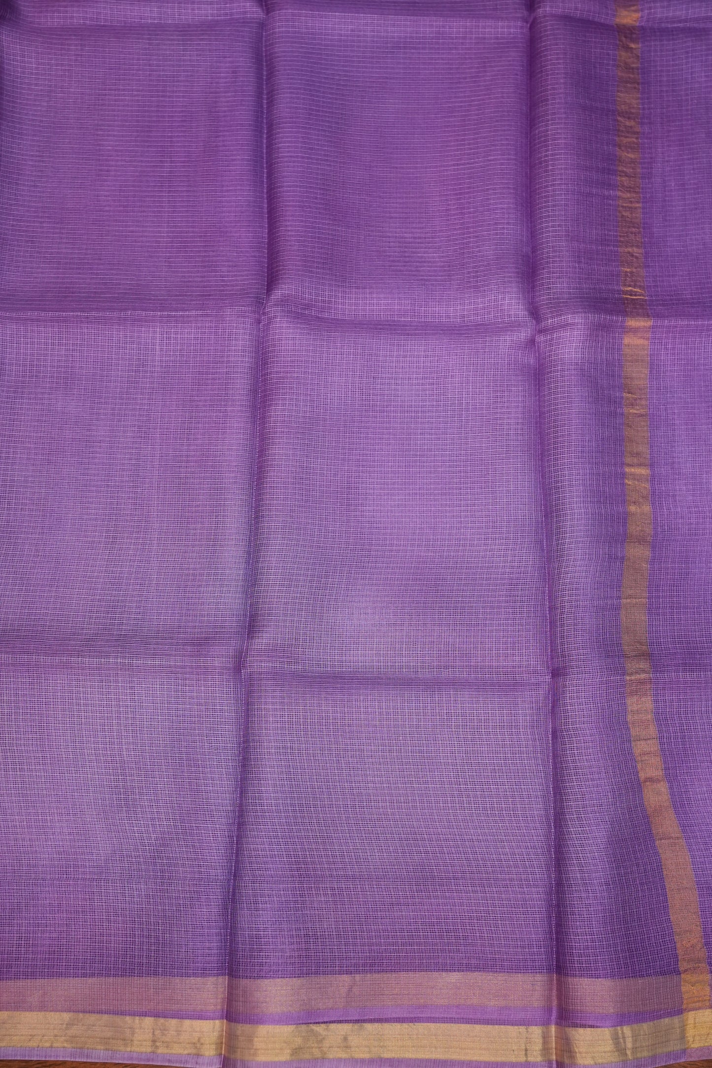 Silk Kota Saree with Gold Zari Border – Lavender Purple