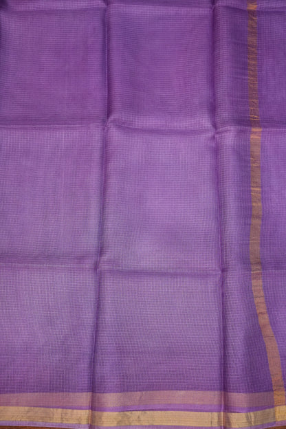 Silk Kota Saree with Gold Zari Border – Lavender Purple