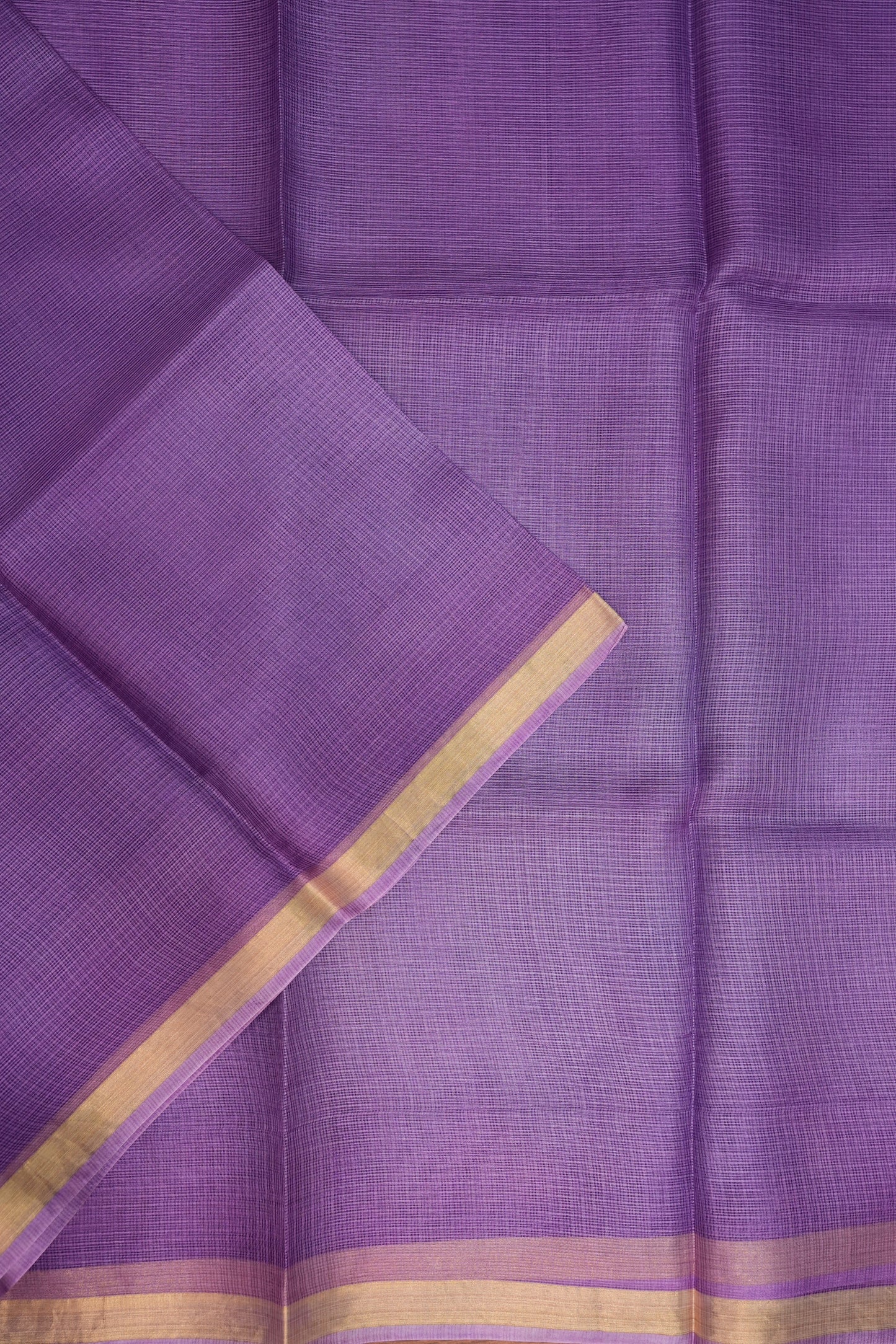 Silk Kota Saree with Gold Zari Border – Lavender Purple