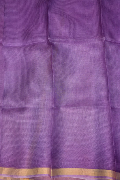 Silk Kota Saree with Gold Zari Border – Lavender Purple