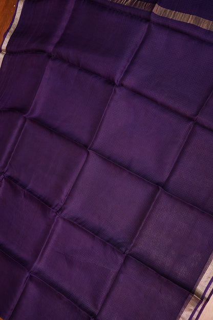 Silk Kota Saree with Gold Zari Border – Deep Purple