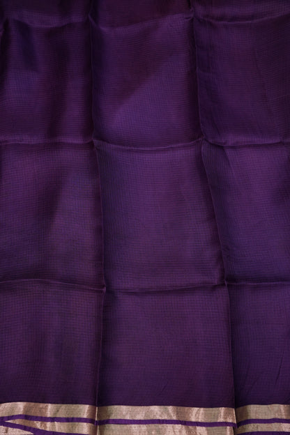 Silk Kota Saree with Gold Zari Border – Deep Purple