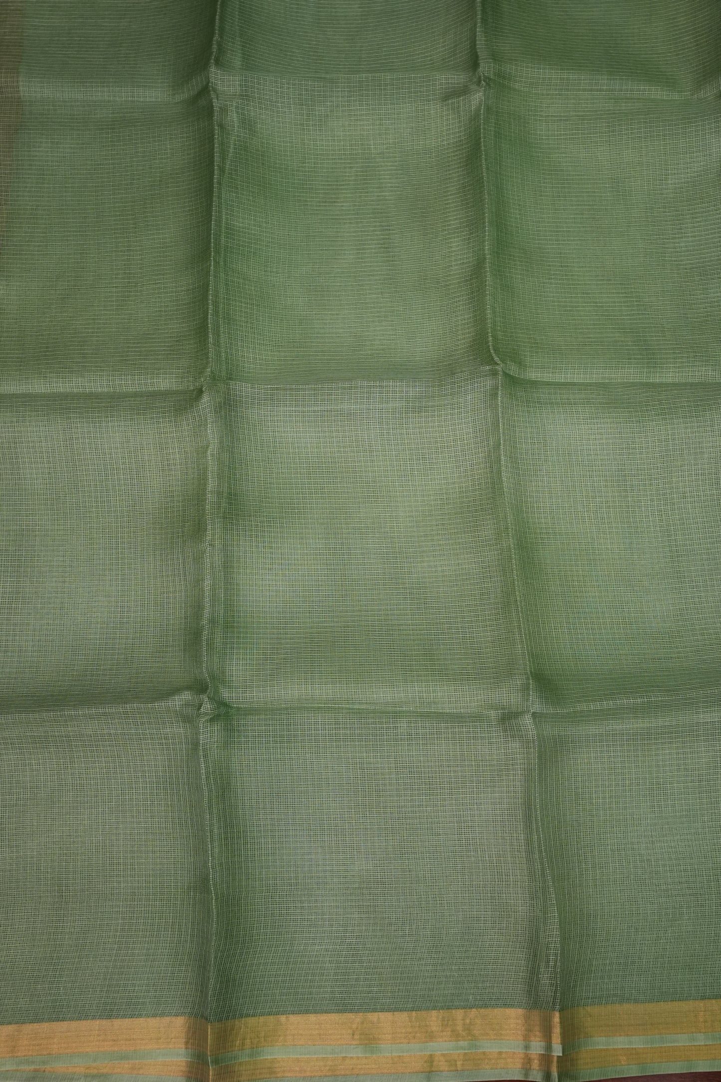 Silk Kota Saree with Gold Zari Border – Sage Green