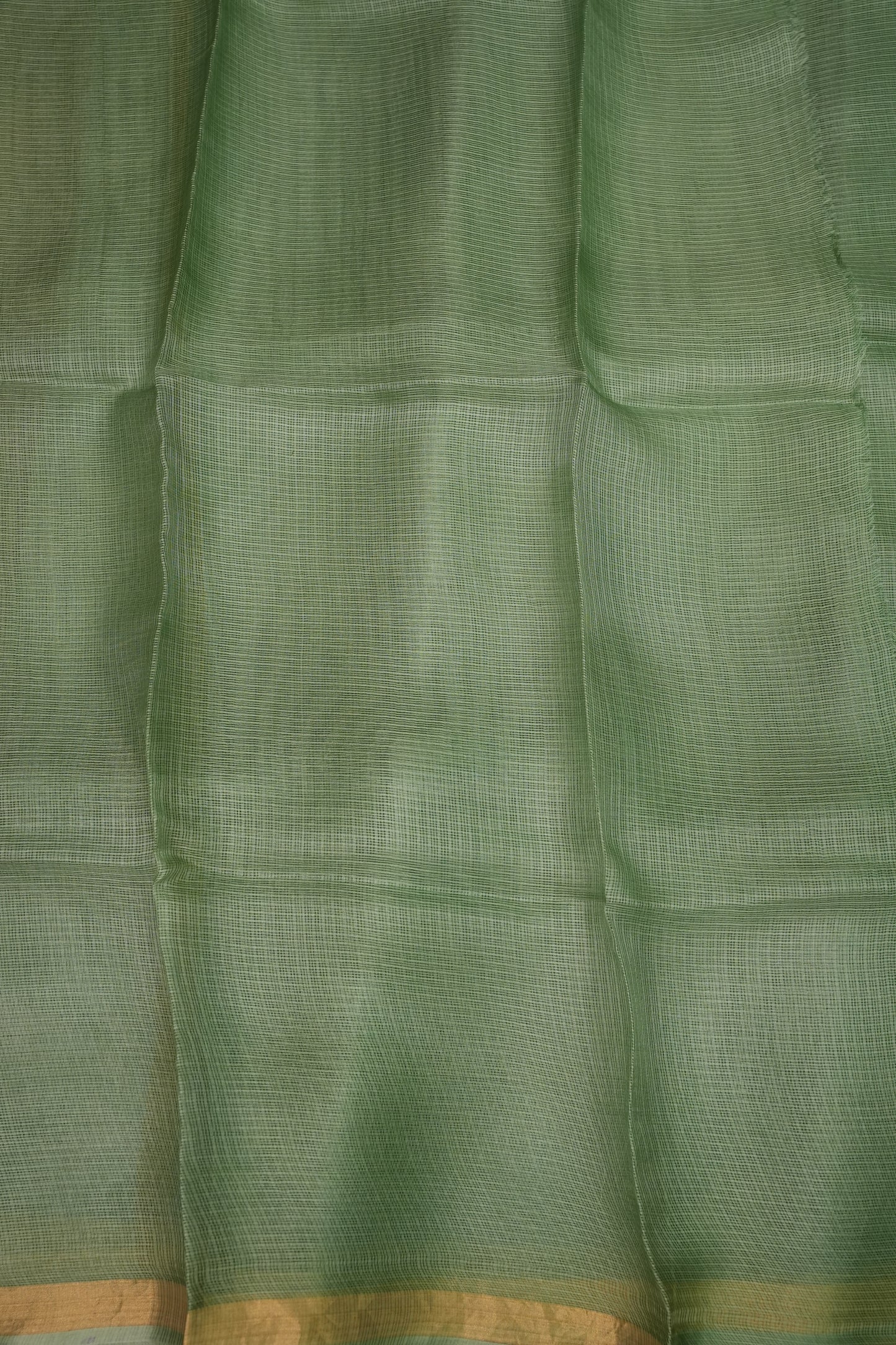Silk Kota Saree with Gold Zari Border – Sage Green