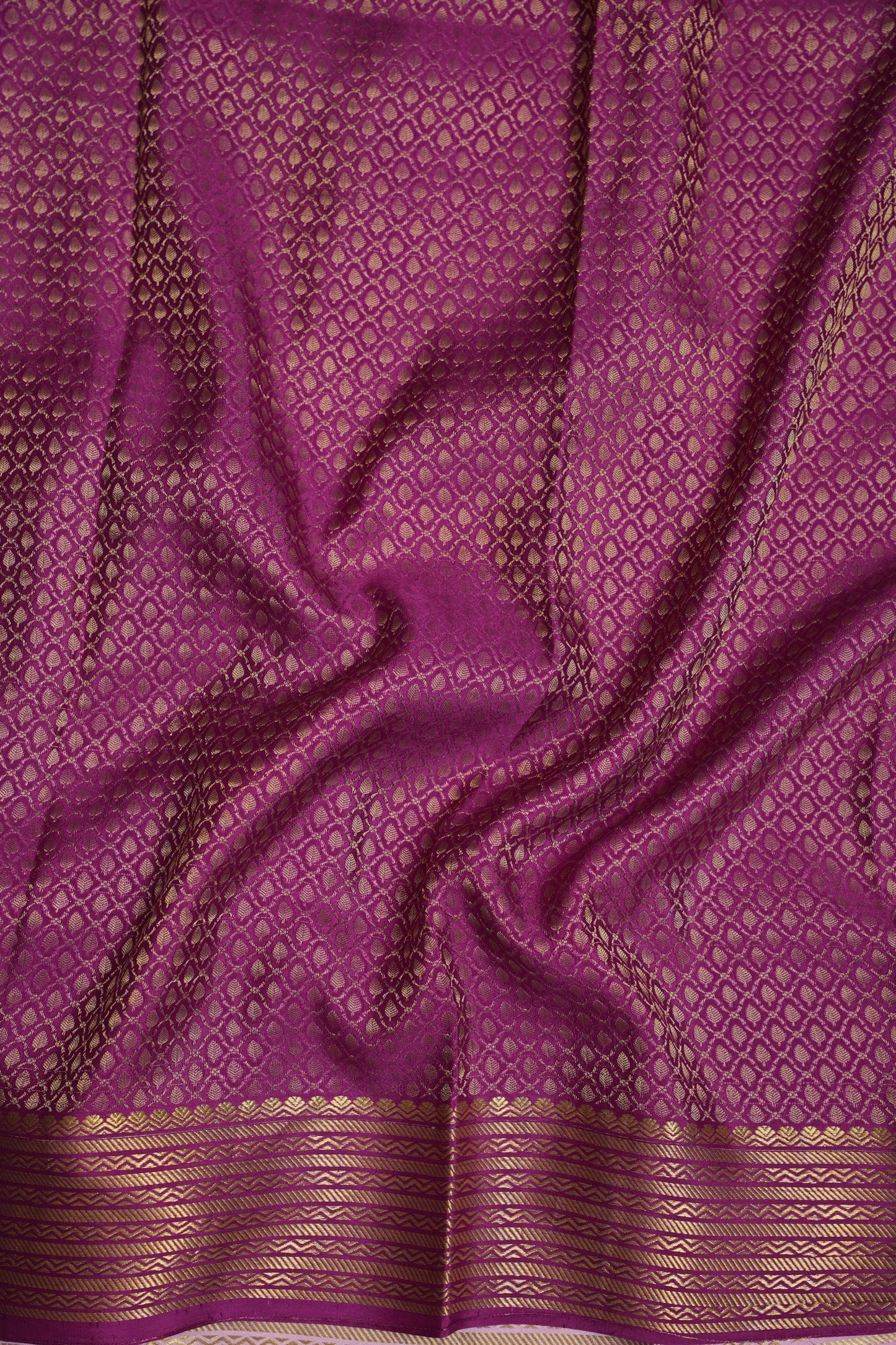 Plain Pure Crepe Mysore Silk Saree in Baby Pink With Contrast Onion Pink Blouse