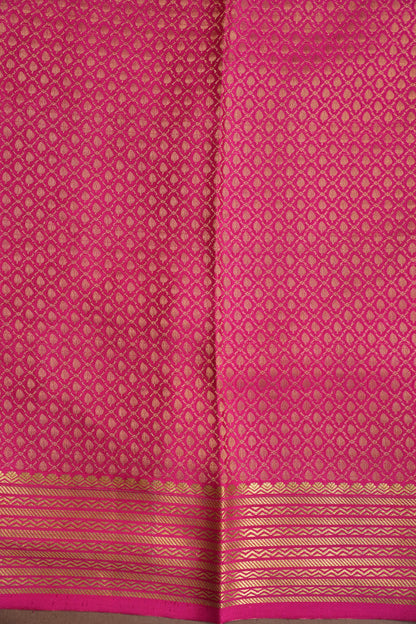 Plain Pure Crepe Mysore Silk Saree in Orange With Contrast Pink Pallu & Blouse