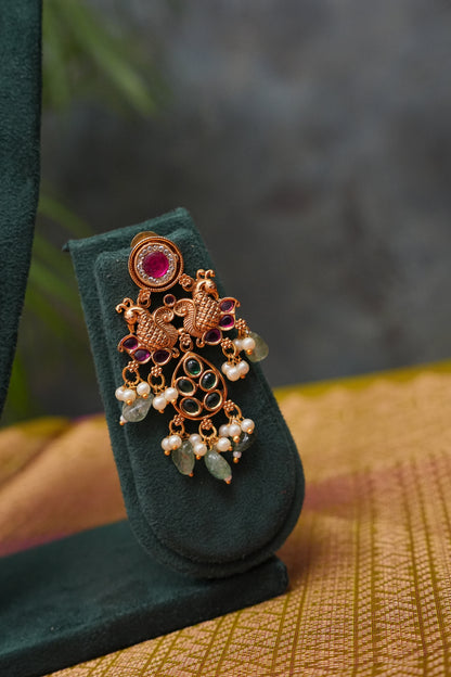 Antique Temple Long Haaram Lakshmi Jewellery Set