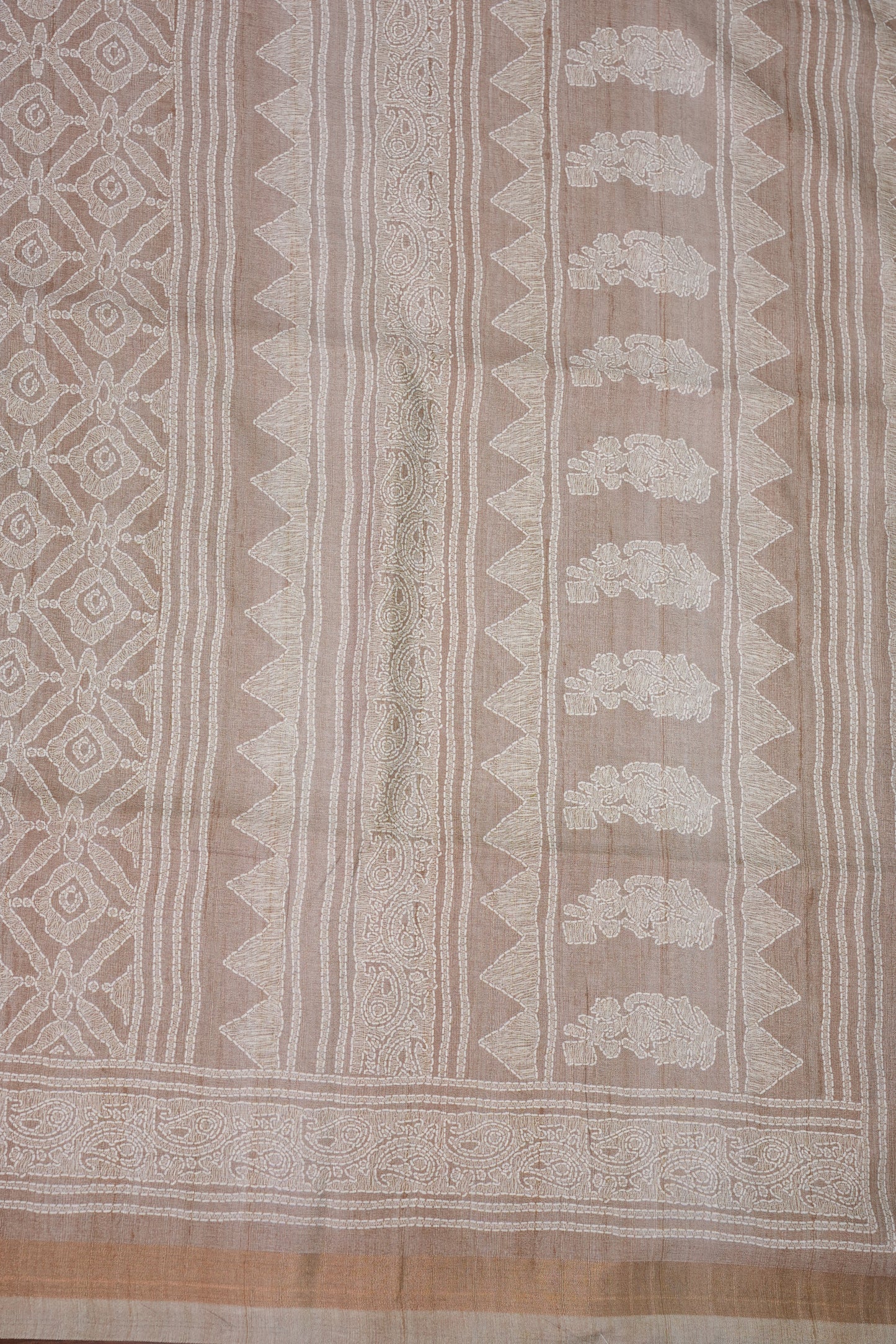 Pure Khaddi Cotton Saree with Traditional Woven Design – Beige