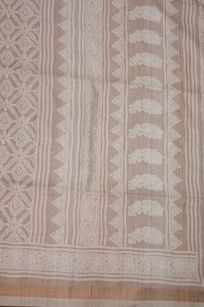 Pure Khaddi Cotton Saree with Traditional Woven Design – Beige