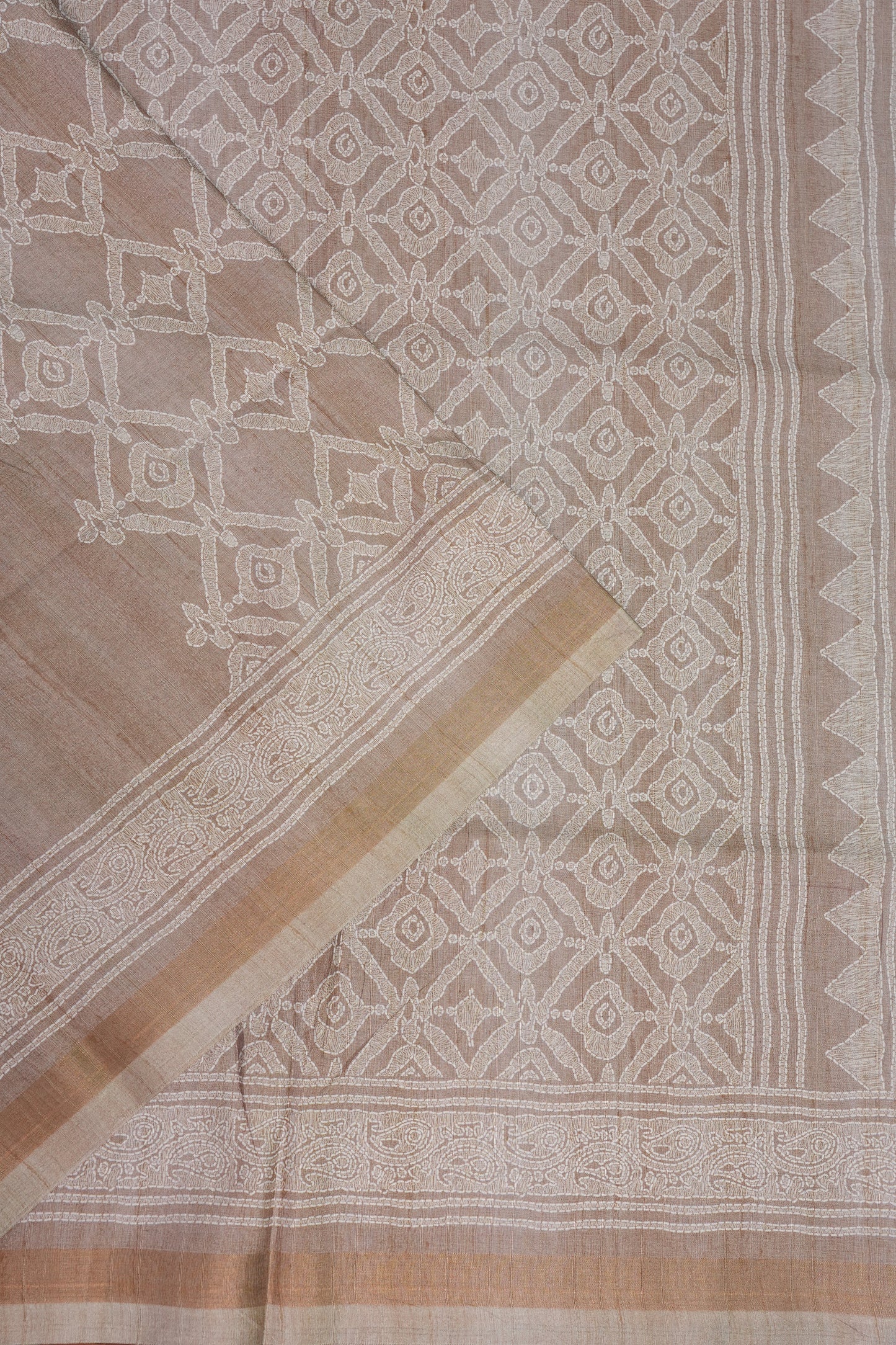 Pure Khaddi Cotton Saree with Traditional Woven Design – Beige