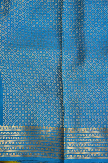Plain Pure Crepe Mysore Silk Saree in Mehendi Green With Contrast Peacock Pallu & Blouse