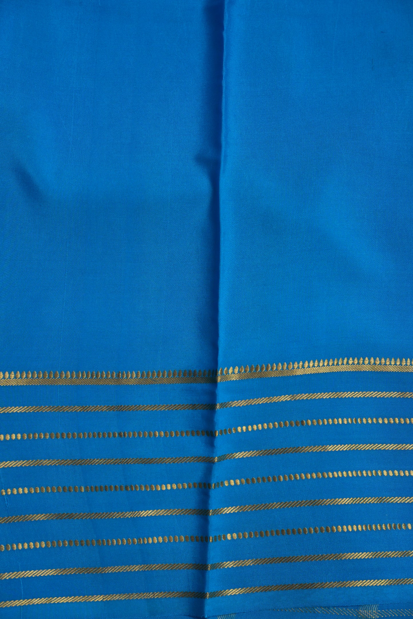 Plain Pure Crepe Mysore Silk Saree in Blue With Self Blouse & Pallu