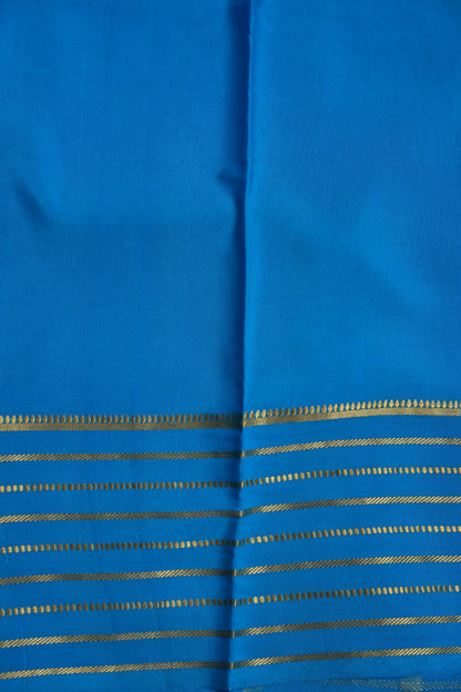 Plain Pure Crepe Mysore Silk Saree in Blue With Self Blouse & Pallu