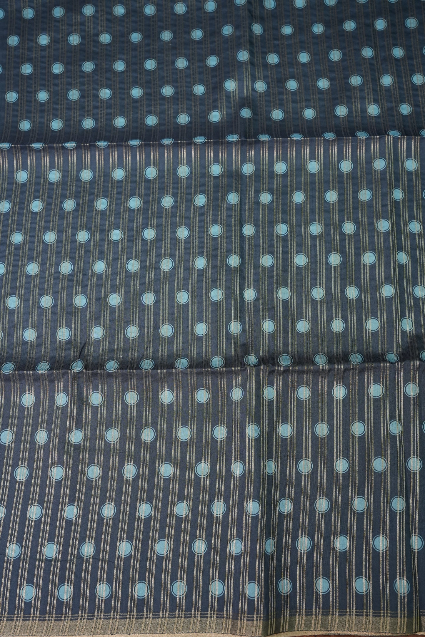 Pure Khaddi Cotton Saree with Warli Art Design – Aqua Blue & Charcoal Grey