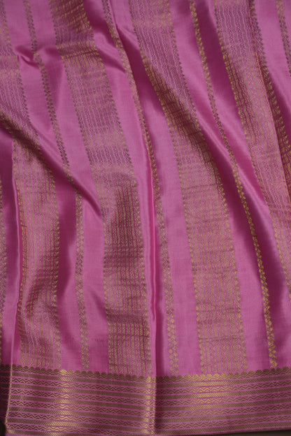 Plain Pure Crepe Mysore Silk Saree in Bottle Green With Contrast Baby Pink Border