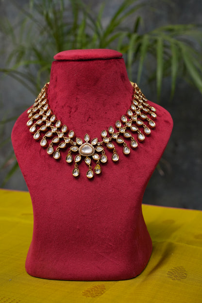 Antique Gold-Plated Polki-Inspired Statement Necklace Set