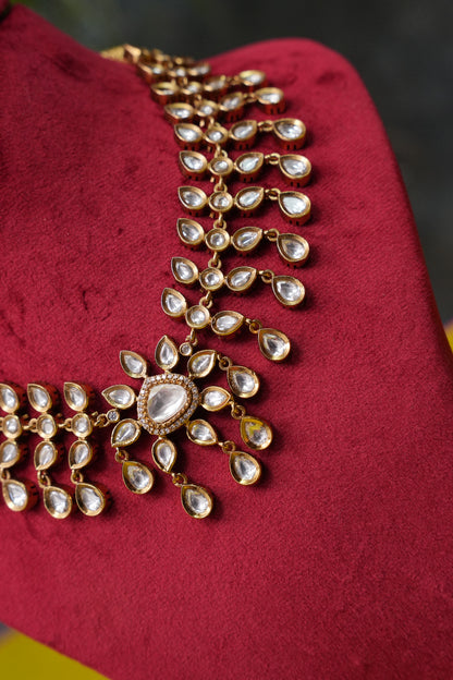 Antique Gold-Plated Polki-Inspired Statement Necklace Set