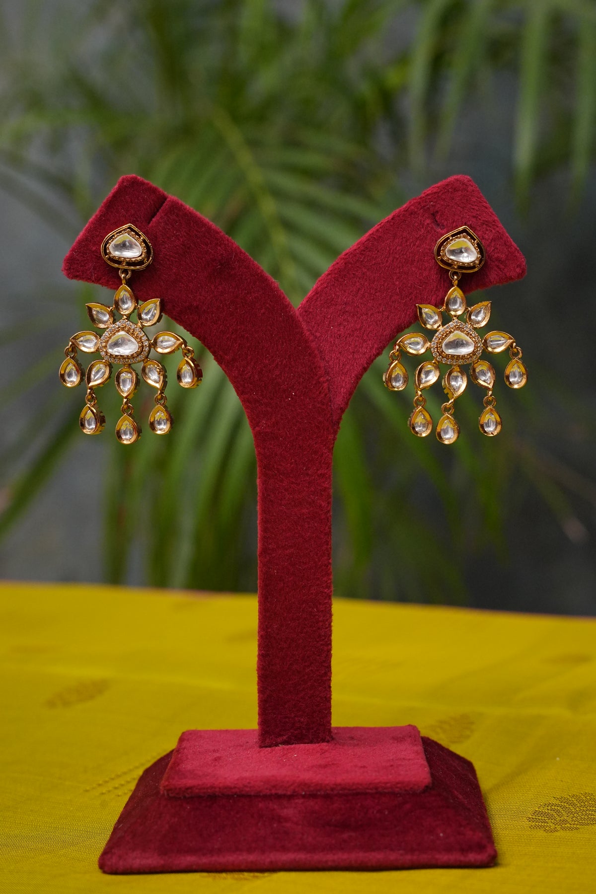 Antique Gold-Plated Polki-Inspired Statement Necklace Set