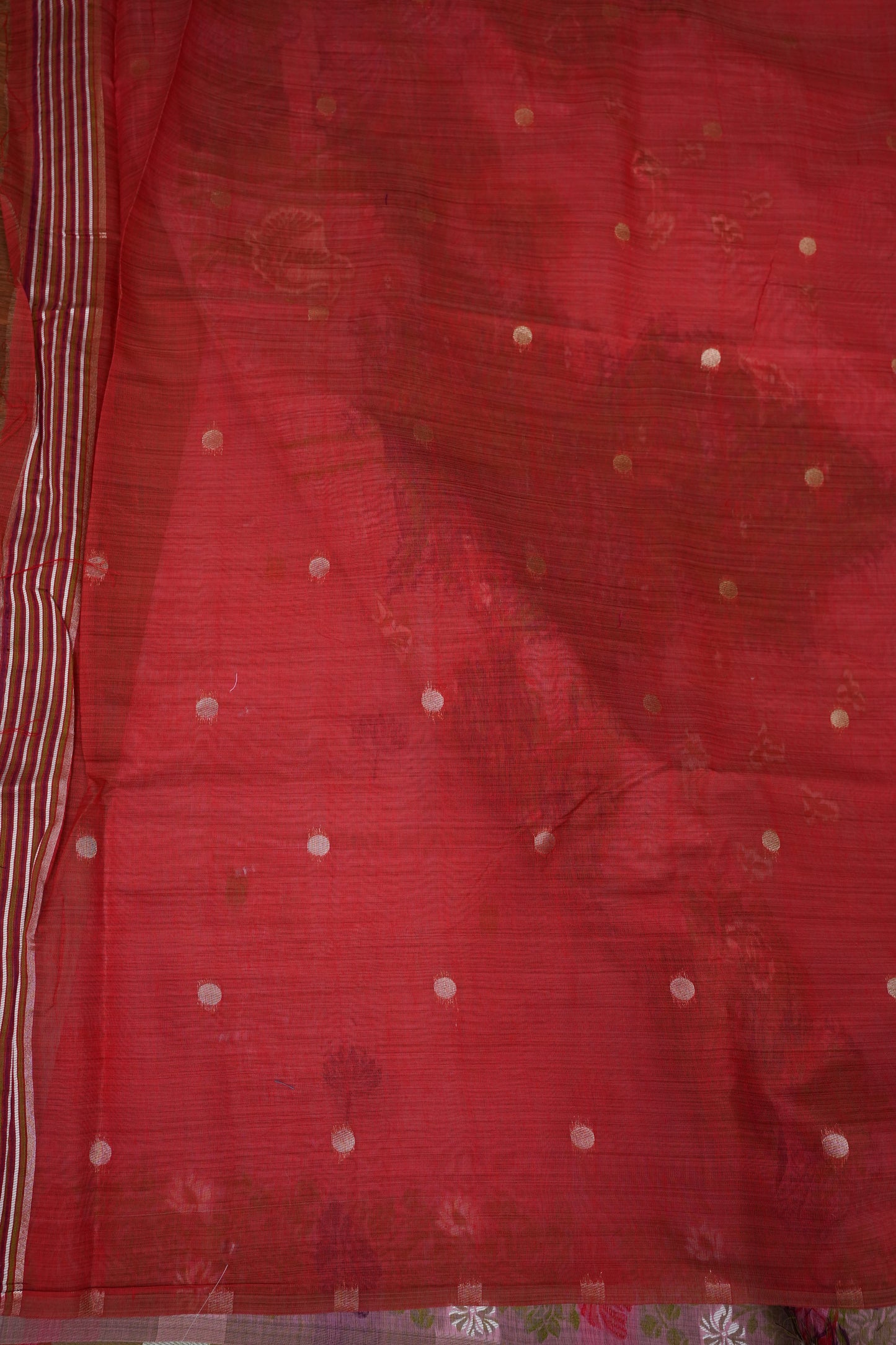 Pure Khaddi Cotton Saree with Floral & Peacock Design – Pink