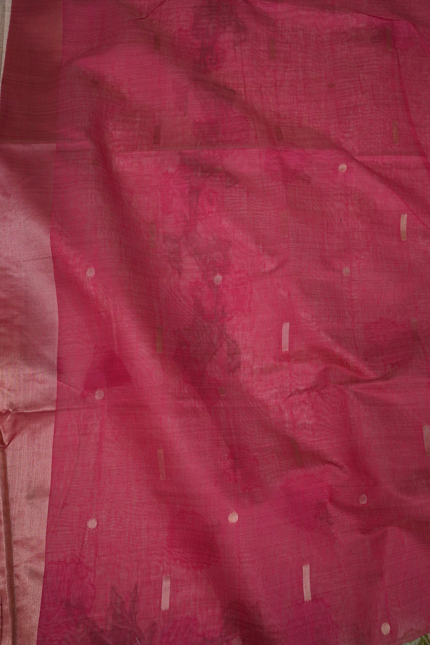 Pure Khaddi Cotton Saree with Floral Weaving – Ivory & Pink