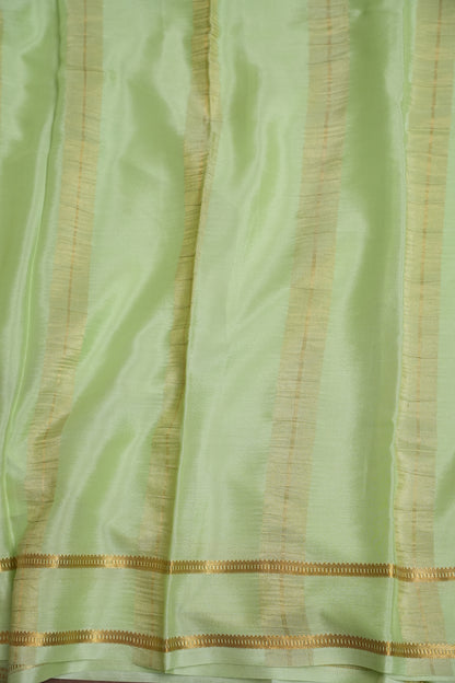 Plain Pure Crepe Mysore Silk Saree in Pistachio Green With Self Retta Pet Border