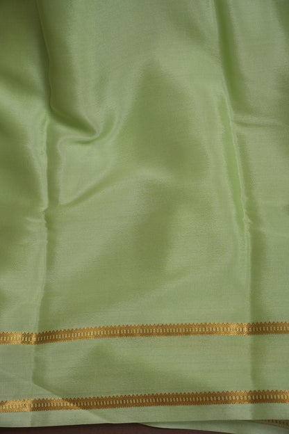 Plain Pure Crepe Mysore Silk Saree in Pistachio Green With Self Retta Pet Border