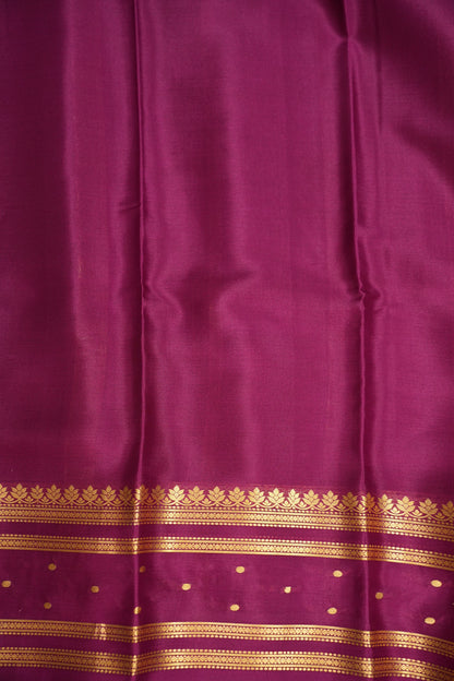 Pure Crepe Mysore Silk Saree - Bright Parrot Green & Wine Border