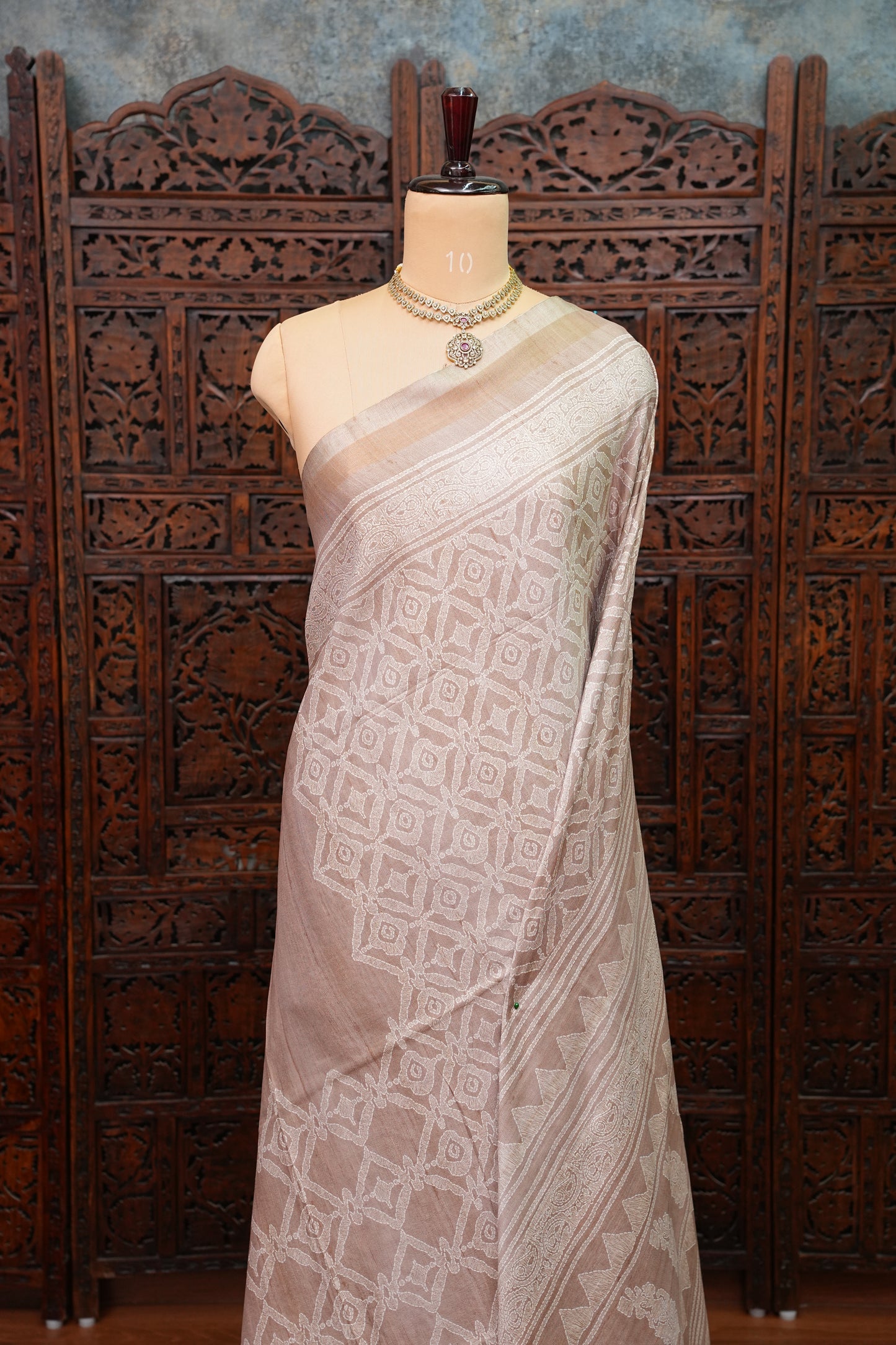 Pure Khaddi Cotton Saree with Traditional Woven Design – Beige