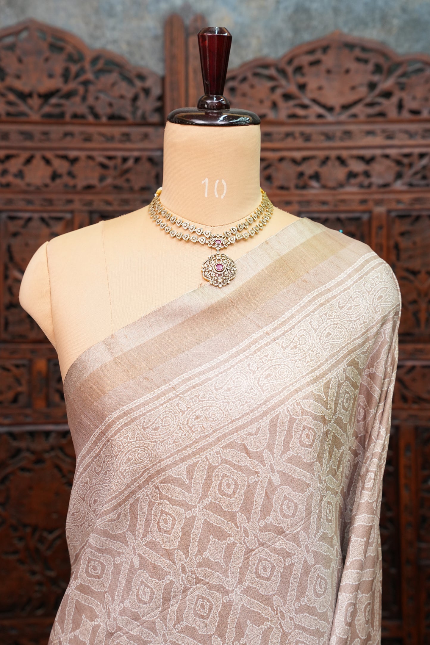 Pure Khaddi Cotton Saree with Traditional Woven Design – Beige