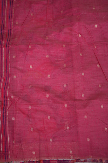 Pure Khaddi Cotton Saree with Peacock & Floral Woven Pallu – Lavender