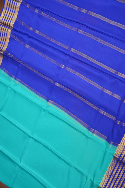 Pure Crepe Mysore Silk Saree - Sky Blue with Ink Blue Border