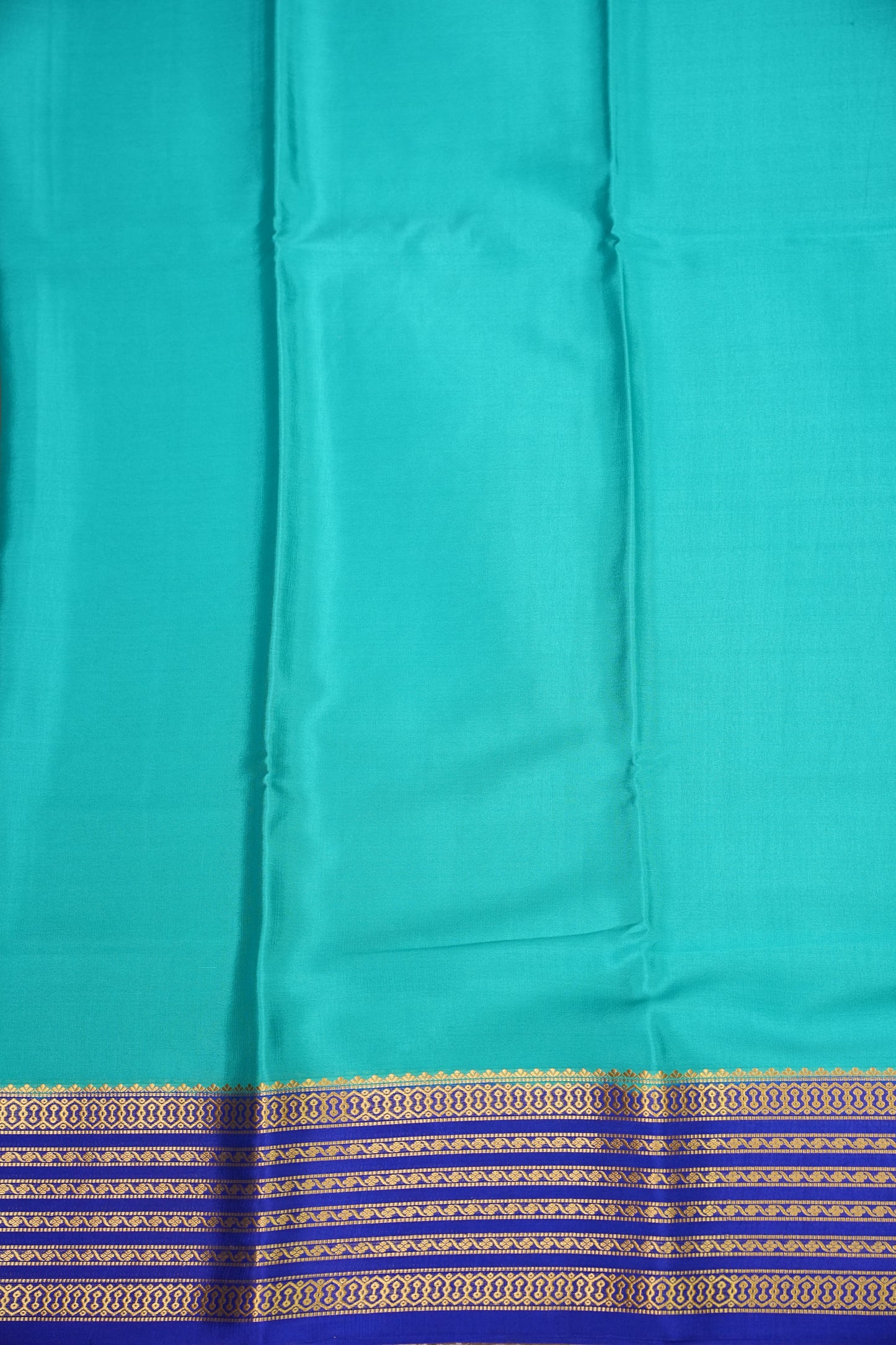 Pure Crepe Mysore Silk Saree - Sky Blue with Ink Blue Border
