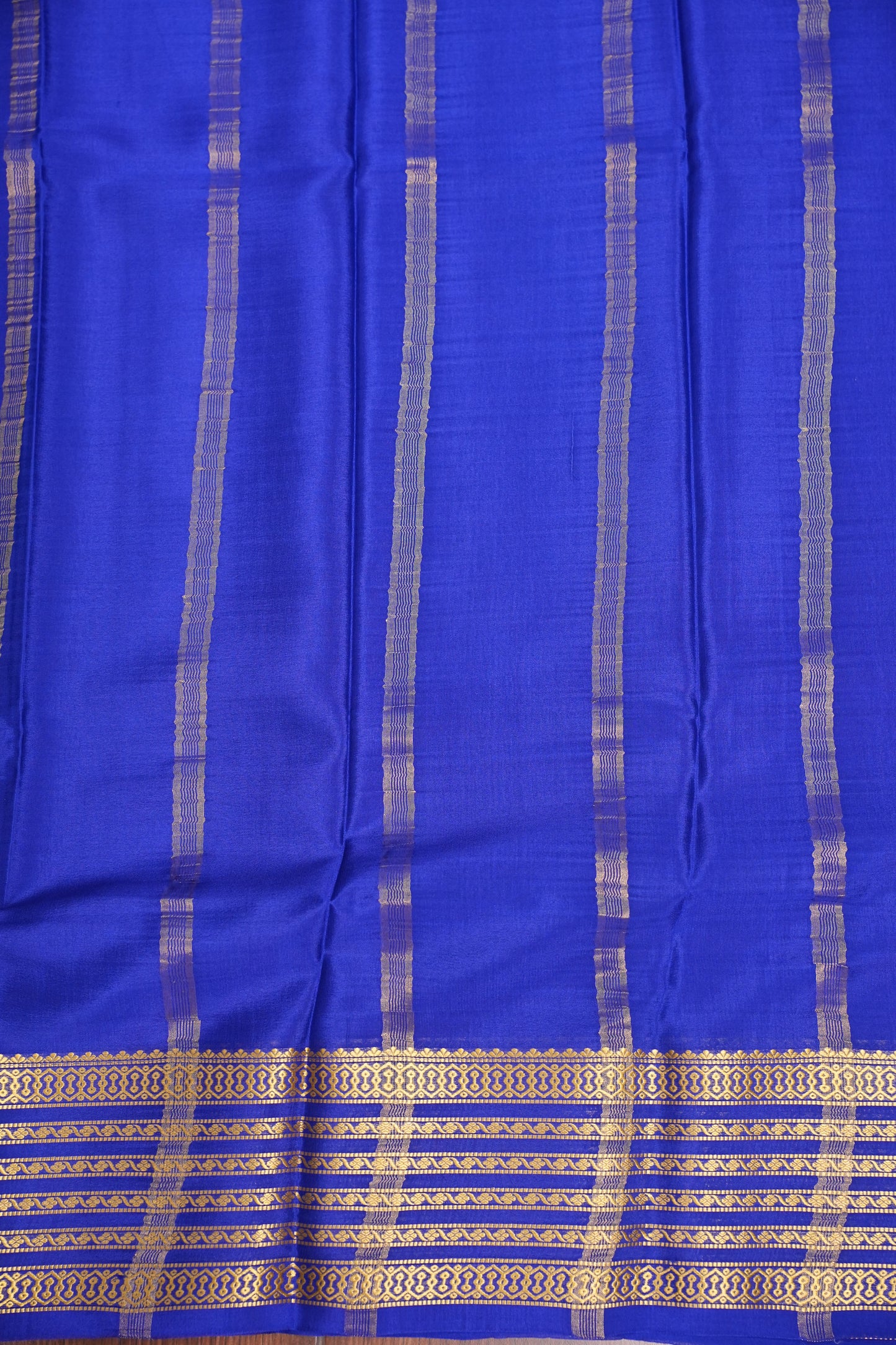 Pure Crepe Mysore Silk Saree - Sky Blue with Ink Blue Border