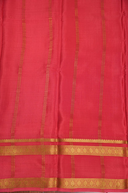 Multicolor Pure Crepe Mysore Silk Saree - Orange With Coral Pink Retta Pet Border