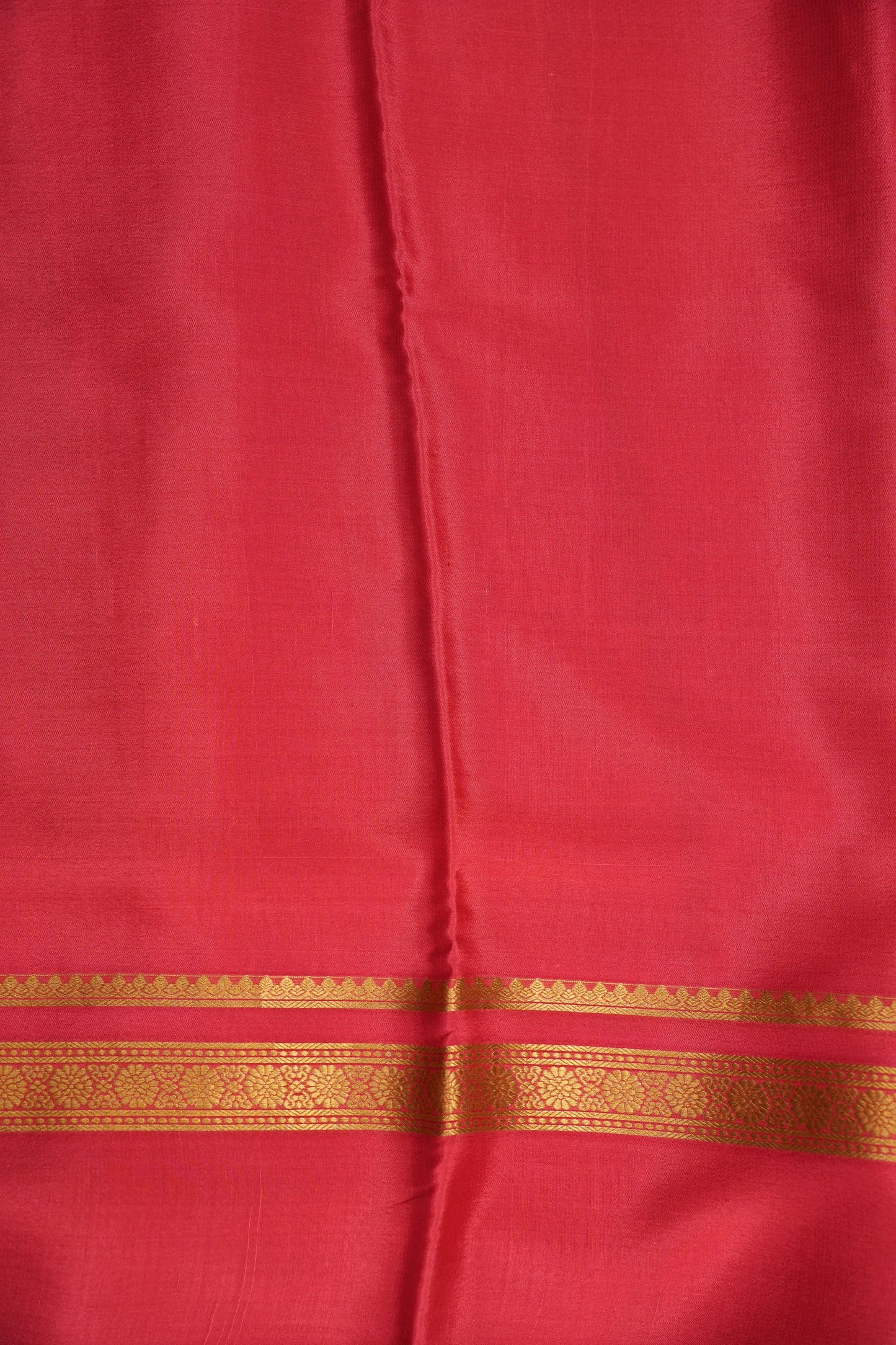 Multicolor Pure Crepe Mysore Silk Saree - Orange With Coral Pink Retta Pet Border