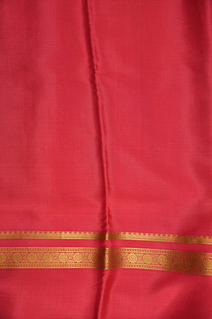 Multicolor Pure Crepe Mysore Silk Saree - Orange With Coral Pink Retta Pet Border