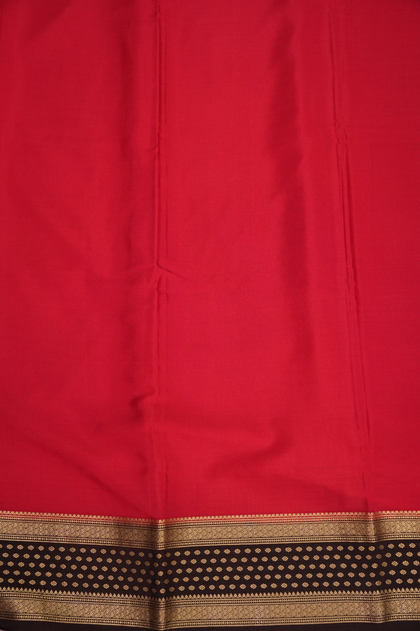 Pure Crepe Mysore Silk Saree - Maroon & Coffee Border