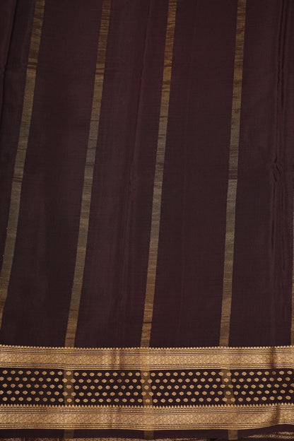 Pure Crepe Mysore Silk Saree - Maroon & Coffee Border