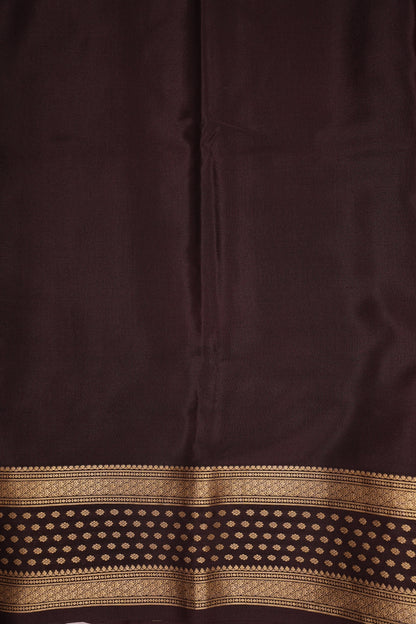 Pure Crepe Mysore Silk Saree - Maroon & Coffee Border