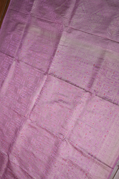 Banarasi Satin Silk Saree with Full Brocade Body – Lavender Pink