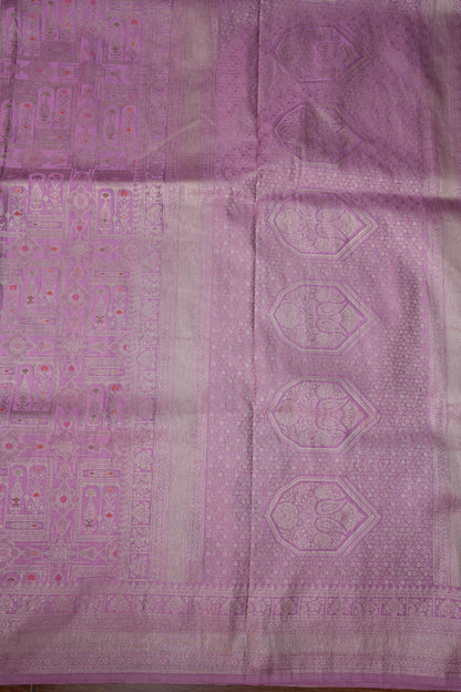 Banarasi Satin Silk Saree with Full Brocade Body – Lavender Pink