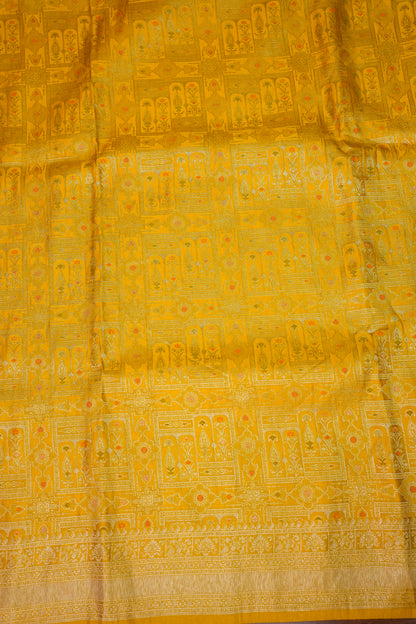 Banarasi Satin Silk Saree with Full Brocade Body – Mustard Yellow