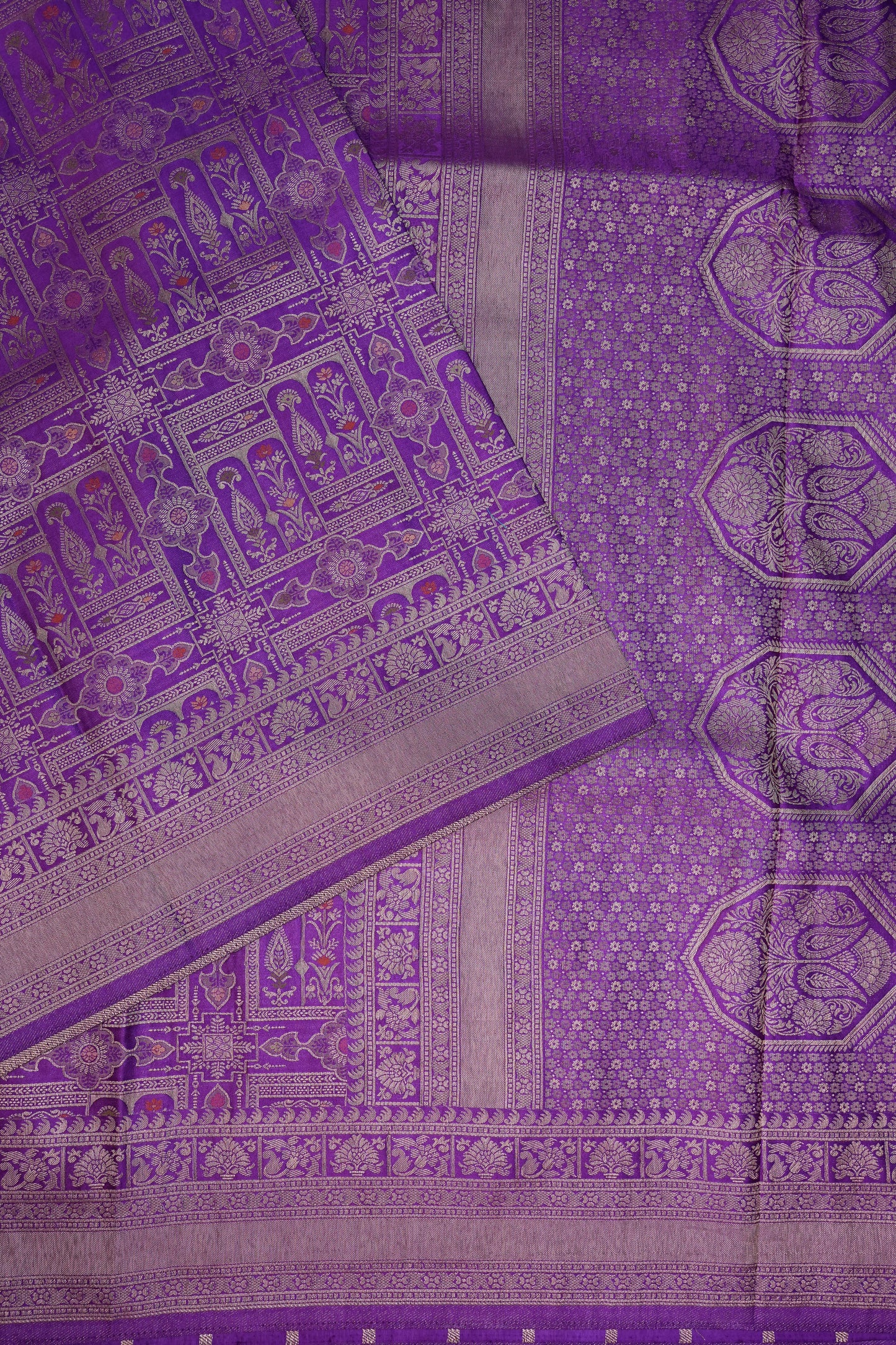 Banarasi Satin Silk Saree with Full Brocade Body – Purple